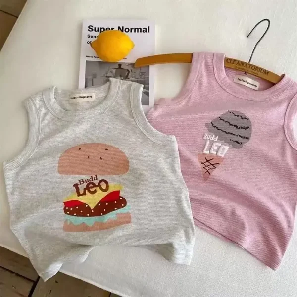 Cute Cartoon Tank Top Sleeveless Mesh Crewneck Summer Shirt Tops for Infant Baby and Toddler Boys, Girls, Unisex - Image 4