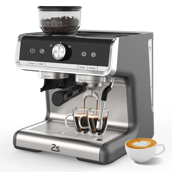 Espresso Machine with Grinder, Professional Espresso Maker with Milk Frother Steam Wand, 20 Bar Barista Cappuccino Machine,1450W - Image 9