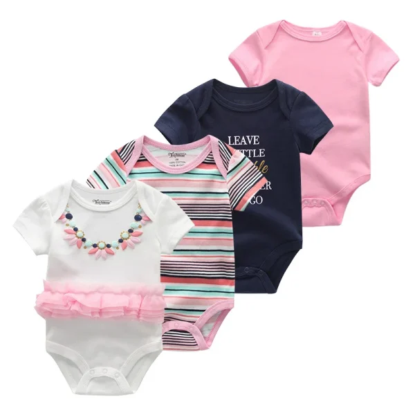 4Pieces Cotton Newborn Bodysuit Print Baby Girl Clothes 0-12M Cartoon Baby Boy Clothes Summer Short Sleeve Romper Bebes - Image 24