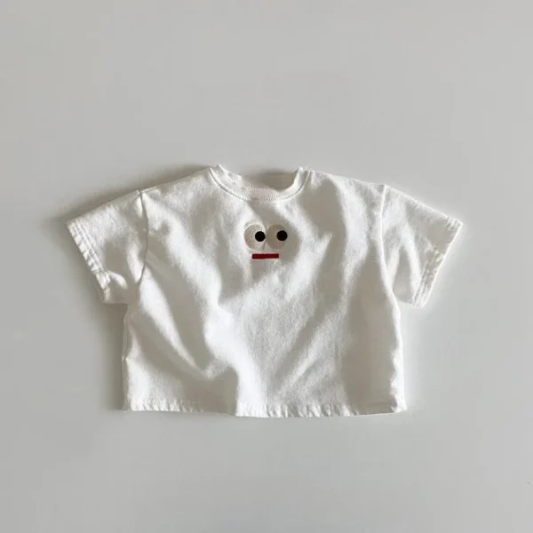 2025 Summer New Baby Short Sleeve T Shirts Embroidered Big Eyes Boys Girls T Shirt Toddler Cute Tops Infant Cotton Tee Clothes - Image 3