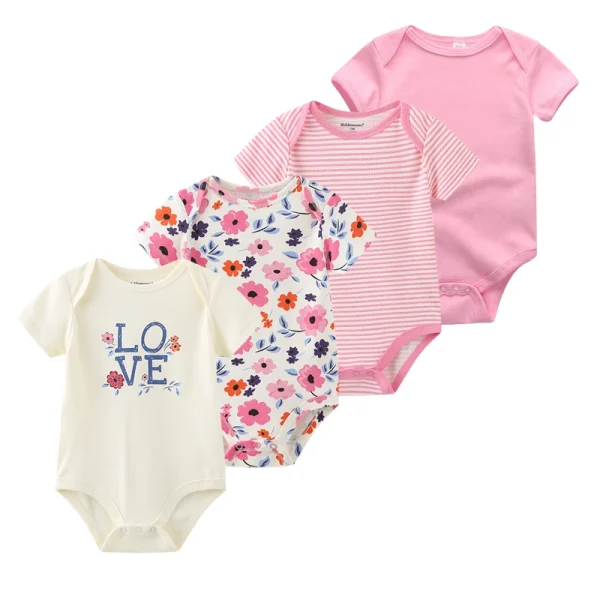 4Pieces Cotton Newborn Bodysuit Print Baby Girl Clothes 0-12M Cartoon Baby Boy Clothes Summer Short Sleeve Romper Bebes - Image 29