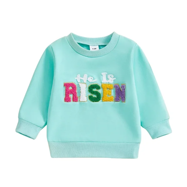 Adorable Infant Easter Outfit with Bunny Print Round Neck Long Sleeve Sweatshirt for Baby Boys and Girls - Cute Spring Clothes - Image 7