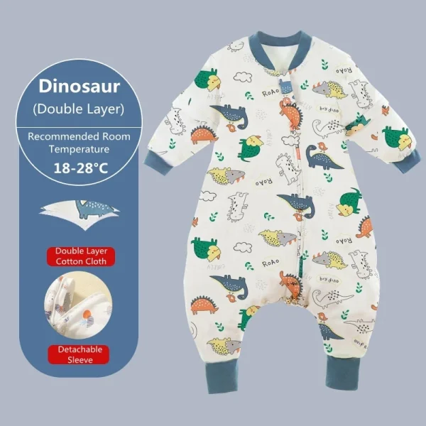 Baby Cartoon Split-legged Sleepsacks With Detachable Sleeves For Boys Girls Children's Sleeping Bag Autumn And Winter Thickened - Image 12