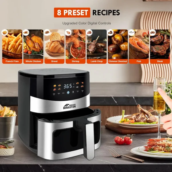 6.5QT Air Fryer with Visual Window, Smart Digital Air Fryers, 8 Presets Recipes for Fast Easy Meal, Snack, Dessert, Main Dishes, - Image 6