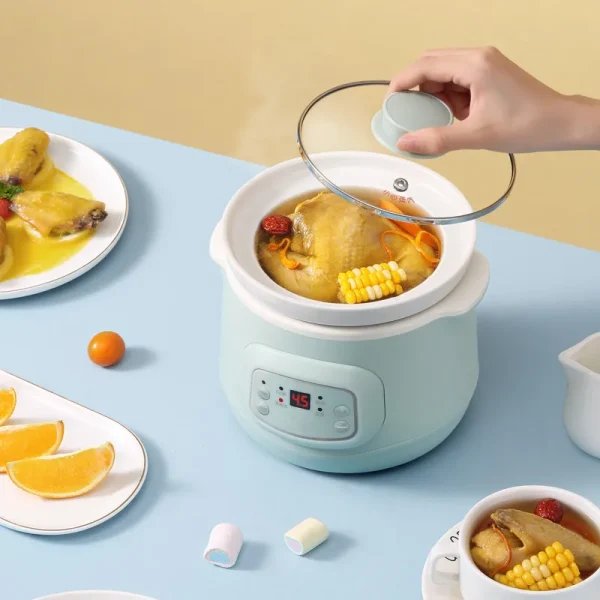 220V 1L Mini Electric Stewing Pot Ceramic Inner Multi Cooker Household Automatic Electric Slow Stewer - Image 3