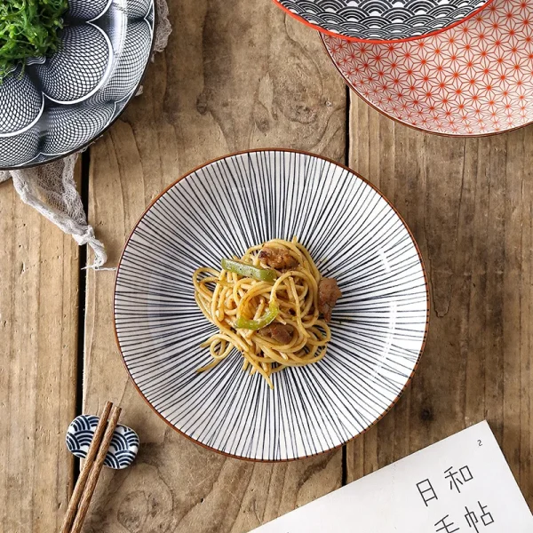 8 inch Plate Creative Nordic-style Color Printing Underglaze Ceramic Tableware Household Round Deep Food Plate Kitchen Supplies - Image 2