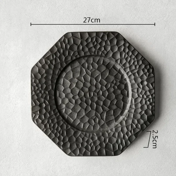 Retro Ceramic Plate Restaurant Hammer Pattern Dessert Plate Sushi Plate Pasta Dish Serving Plates Molecular Cuisine Tableware - Image 9