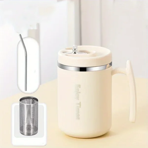 304 Stainless Steel Coffee Mug With Lid Tea Cup Thermal Mug With Tea Strainer And Straw Water Bottle - Image 8