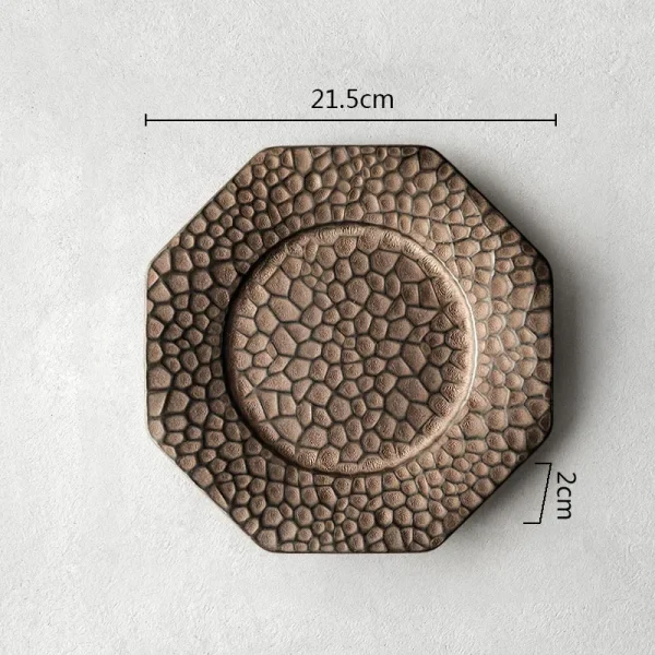 Retro Ceramic Plate Restaurant Hammer Pattern Dessert Plate Sushi Plate Pasta Dish Serving Plates Molecular Cuisine Tableware - Image 8