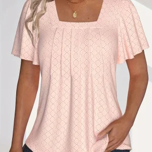 Plus size spring and summer fashionable and elegant hollow tops for women office wear loose ruffle sleeves versatile tops for