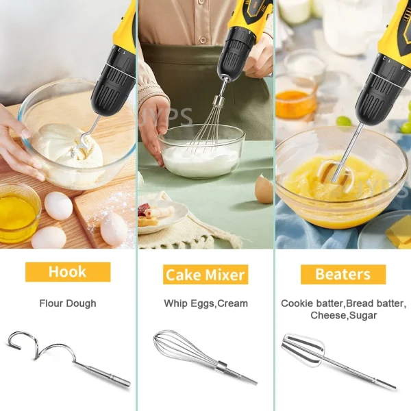 Stainless Steel Egg Beater Whisk Hand Mixer Suitable for Drill Electric Mixer Cream Dough Whisk Mixer Baking Kitchen Accessories - Image 3