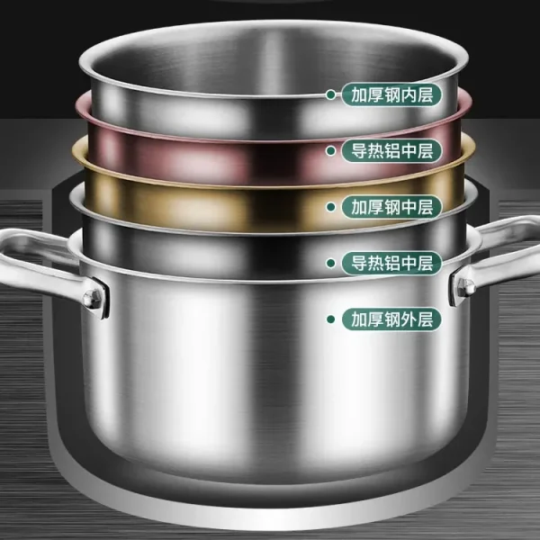 MOEYE Soup Pot 316 Stainless Steel  5-layer Thickening With Lid Electeic Induction Soup Pot - Image 3