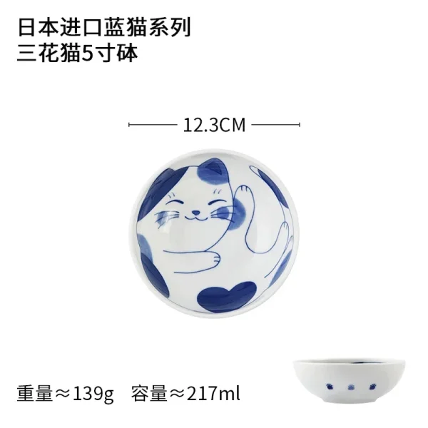 Cute Cat Ceramic Plate Japanese Plate Blue and White Porcelain Bowl Home Creative Personality Plate Home Kitchen Tableware - Image 12