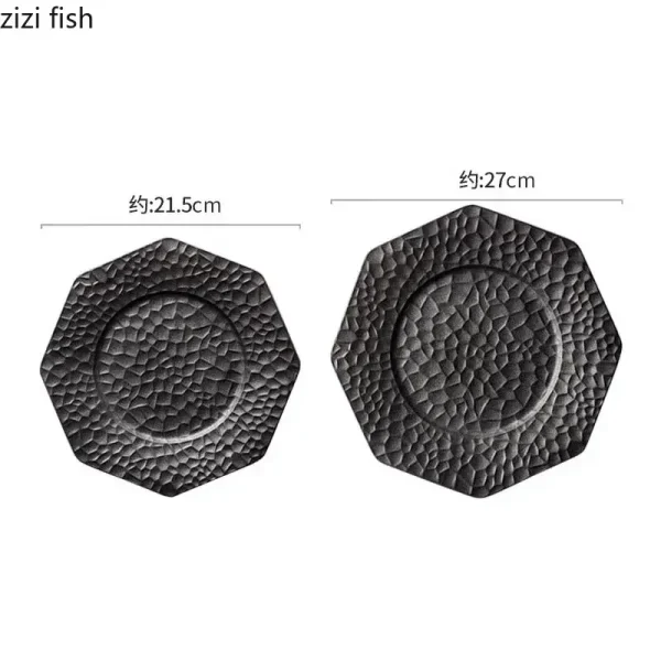 Retro Ceramic Plate Restaurant Hammer Pattern Dessert Plate Sushi Plate Pasta Dish Serving Plates Molecular Cuisine Tableware - Image 5