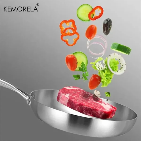 2/3PCS Frying Pan 22/24/26/28CM 304 Stainless Steel 2MM Thick Wok Pan 5 Ply Steel Food Grade Non-Stick Pans for Cooking Pot - Image 5