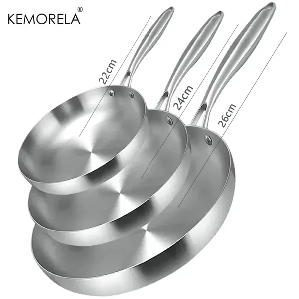 2/3PCS Frying Pan 22/24/26/28CM 304 Stainless Steel 2MM Thick Wok Pan 5 Ply Steel Food Grade Non-Stick Pans for Cooking Pot - Image 6