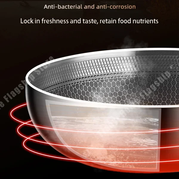 316 Stainless Steel Frying Pan Wok Non-stick Cooking Honeycomb Steak Gas Stove Pot Induction General Saucepan Kitchen Cookware - Image 5