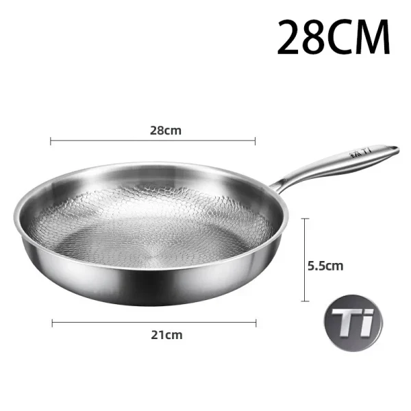 German Titanium Steel Frying Pan Uncoated Non Stick Pan Fish Scale Hammer Pattern Household Steak Frying Pan Kitchen Cookware - Image 8