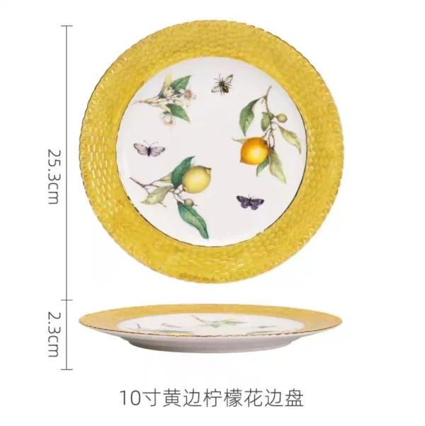 Assiette Questeak en céramique à motif de citron européen, bol, fruits, bonbons, Dim Sum, cuisine occidentale, plats - Image 7