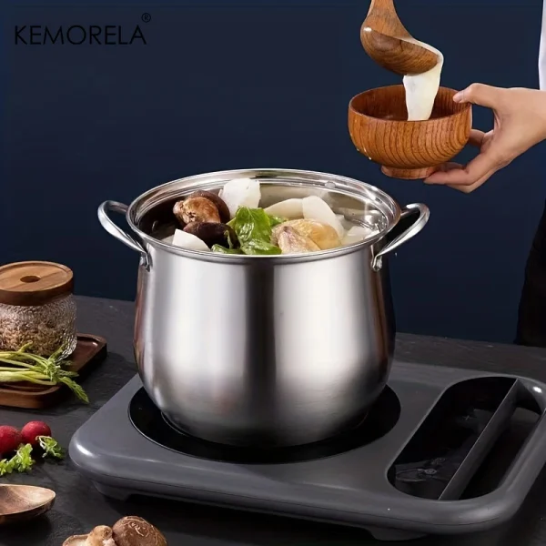 1Pc Stainless Steel Soup Pot Large Capacity Household Noodle Cooking Pot Stew Chicken Soup Induction Cooker Gas Stove Universal - Image 4