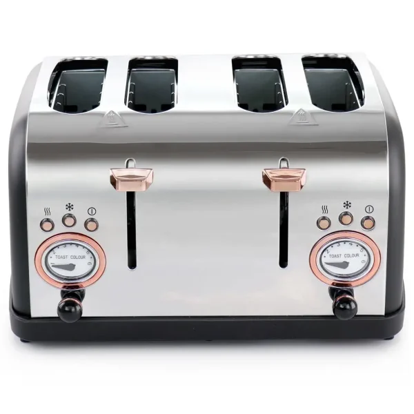 4 Slice Wide Slot Toaster Stainless Steel Breakfast Maker Adjustable Browning Defrost Crumb Tray Fast Cooking Kitchen Appliance - Image 3