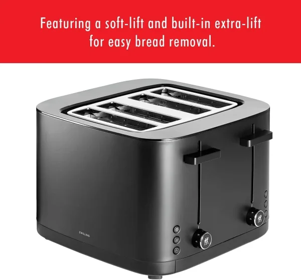 Enfinigy 4 Slice Toaster with Extra Wide 1.5" Slots for Bagels, 7 Toast Settings, Even Toasting, Reheat, Cancel, Defrost, Black - Image 5