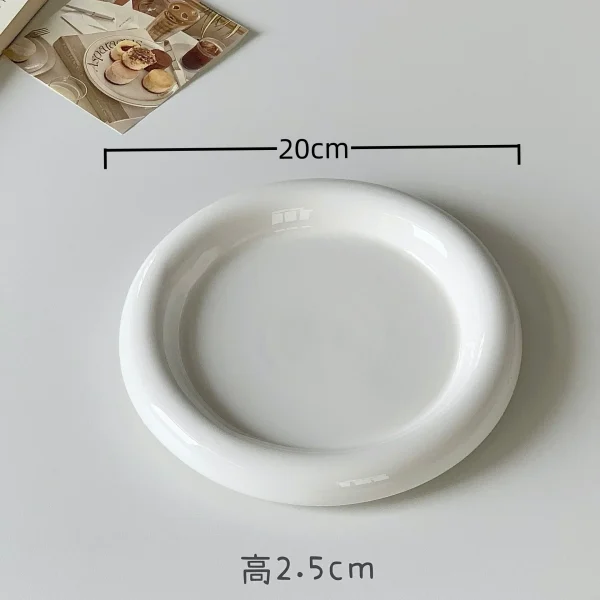 Round Ceramic Plate Thick-edged Western Food Plate Creative Steak Nordic Tableware Ceramic Plate Main Course Kitchen Utensils - Image 6