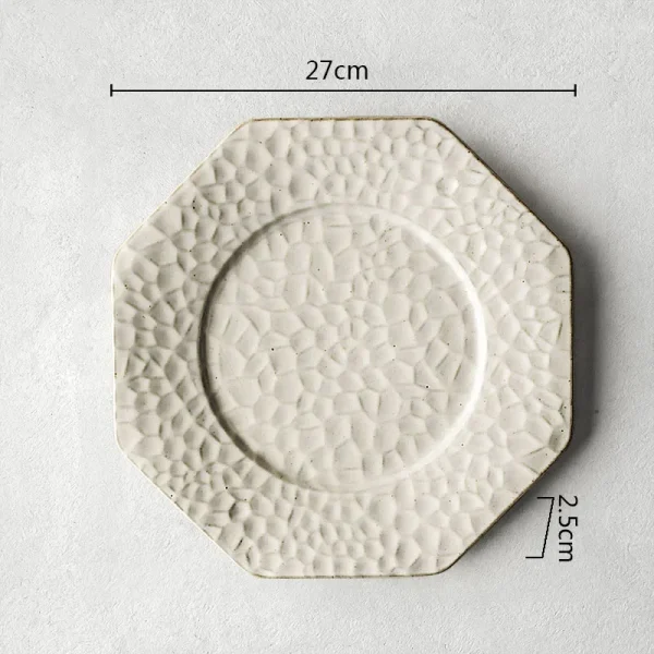 Retro Ceramic Plate Restaurant Hammer Pattern Dessert Plate Sushi Plate Pasta Dish Serving Plates Molecular Cuisine Tableware - Image 11