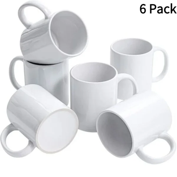 HTVRONT 6 Pack 11 OZ Sublimation Mugs Blank Set Classic Drinking Cups with Handles for Latte DIY Mug Gift for Sublimation Paper - Image 8