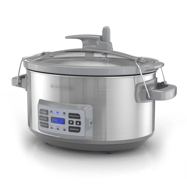 7 Quart Digital Slow Cooker with Temperature Probe Sous Vide Function Locking Lid Removable Stoneware Dishwasher Safe Easy - Image 2