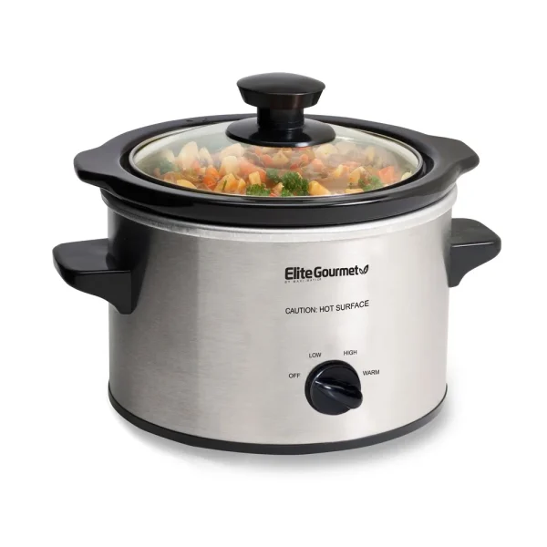 1.5Qt Mini Slow Cooker Stainless Steel Compact Appliance Adjustable Low High Warm Settings Soups Stews Dips Easy Clean - Image 2