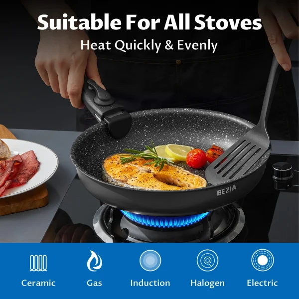 Induction Cookware Set 13 Pieces, Nonstick Pots and Pans Set with Removable Handles, for All Hobs, Stackable Design for RV - Image 4