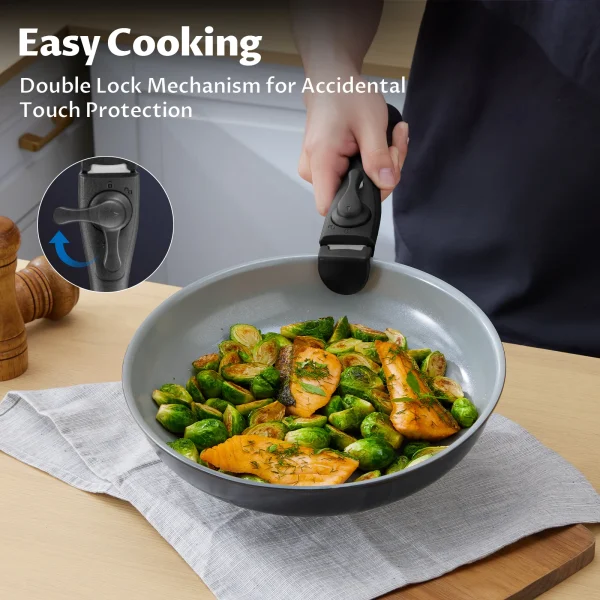 Induction Cookware with Healthy Ceramic Coating, Nonstick Pots and Pans Set 13pcs with Detachable Handles - Image 2