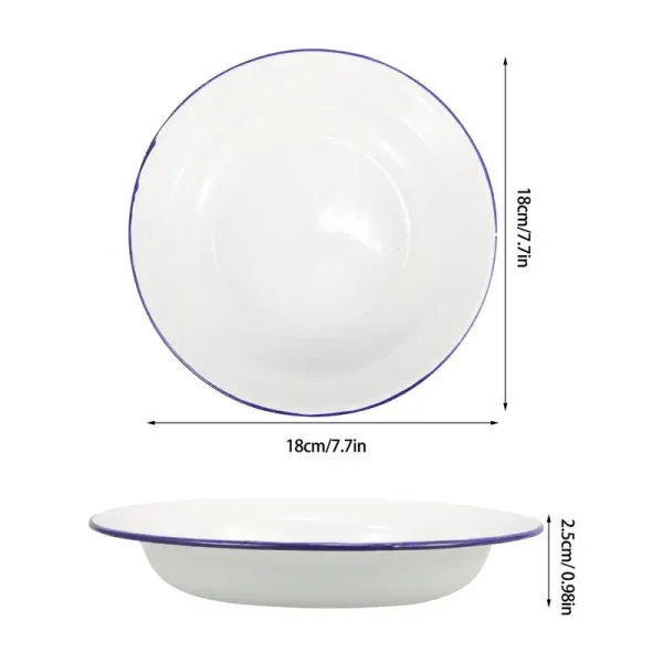 4Pcs Retro Enamel Plates for Camping Restaurant Food Serving Vintage Style Dishes Home Kitchen Tableware Catering Serving Plate - Image 2