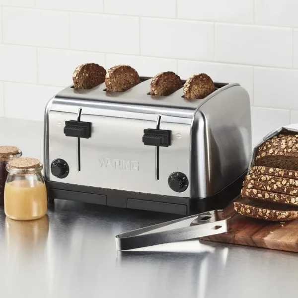 Waring Four-Compartment Pop-Up Toaster, Silver