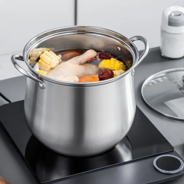 1pc Large Stainless Steel Stock Pot - Ideal for Soups, Stews, and More - Durable, Easy to Clean - Essential Kitchen Gadget - Image 4