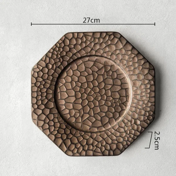 Retro Ceramic Plate Restaurant Hammer Pattern Dessert Plate Sushi Plate Pasta Dish Serving Plates Molecular Cuisine Tableware - Image 7