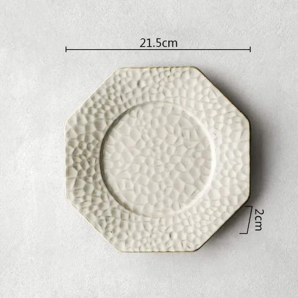 Retro Ceramic Plate Restaurant Hammer Pattern Dessert Plate Sushi Plate Pasta Dish Serving Plates Molecular Cuisine Tableware - Image 12