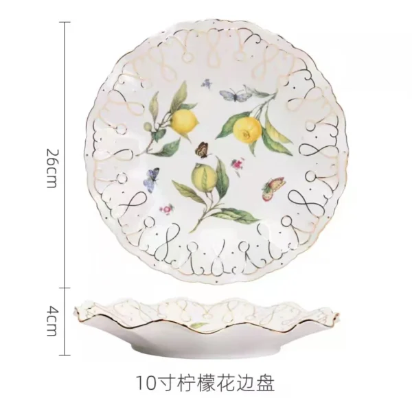 Assiette Questeak en céramique à motif de citron européen, bol, fruits, bonbons, Dim Sum, cuisine occidentale, plats - Image 12