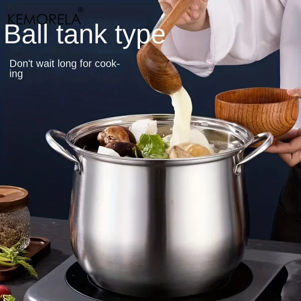 1Pc Stainless Steel Soup Pot Large Capacity Household Noodle Cooking Pot Stew Chicken Soup Induction Cooker Gas Stove Universal - Image 2