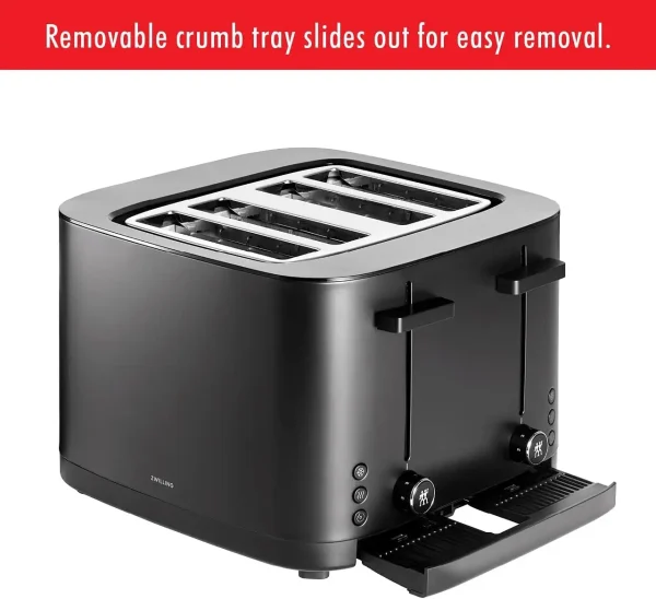 Enfinigy 4 Slice Toaster with Extra Wide 1.5" Slots for Bagels, 7 Toast Settings, Even Toasting, Reheat, Cancel, Defrost, Black - Image 6