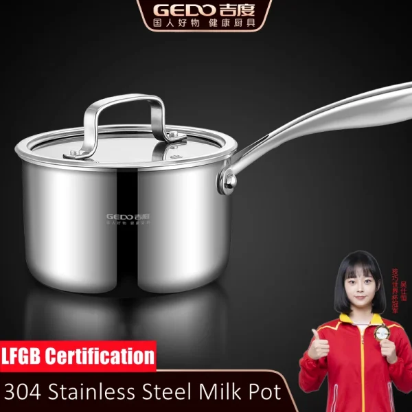 LFGB Certificated 304 Stainless Steel Milk Pot Heat Insulating Hollow Handle Breakfast Pan Mini Oil Boiling Cooker for Kitchen - Image 2
