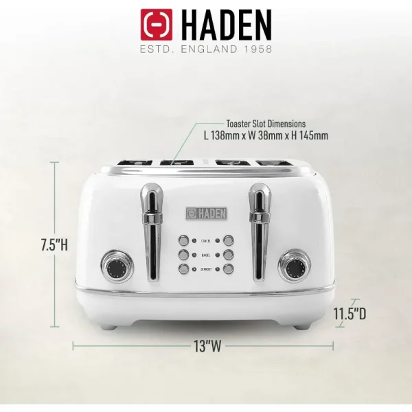 Heritage Stainless Steel 4-Slice Toaster with Extra-Wide Slots, Ivory - Image 4