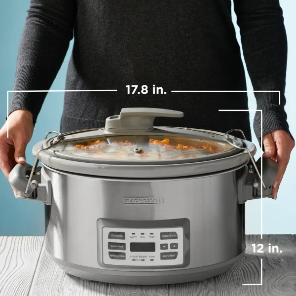 7 Quart Digital Slow Cooker with Temperature Probe Sous Vide Function Locking Lid Removable Stoneware Dishwasher Safe Easy - Image 5
