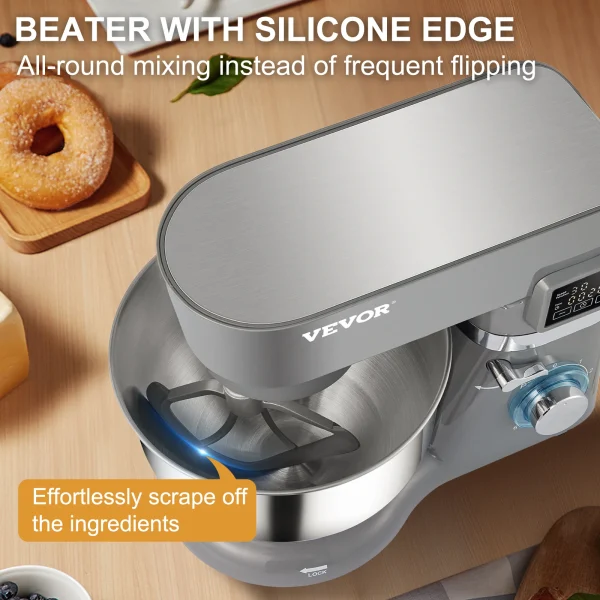 SucceBuy 5.5/7LElectric Stand Mixer with 6Speeds LCD Screen Timing Food Mixer Cream Egg Whisk Whip Dough Kneader With Steel Bowl - Image 4