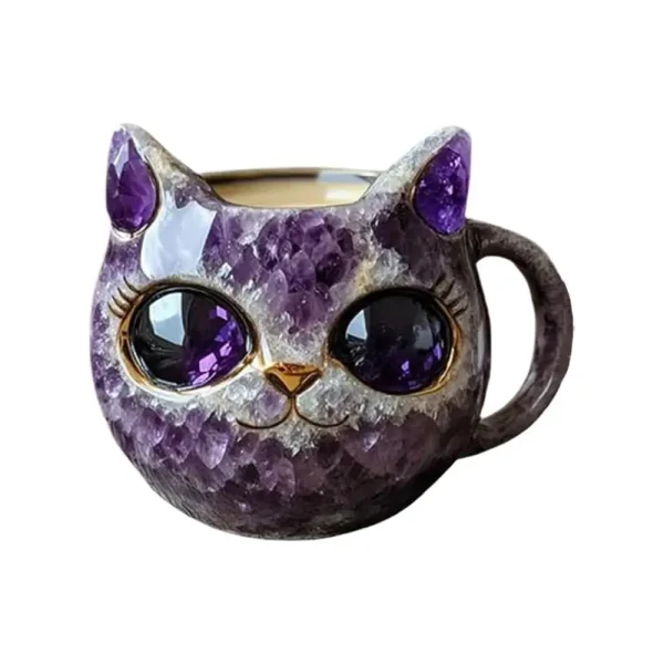 Cat Mug Cat Mineral Crystal Coffee Mugs Tea Cup Handmade Resin Drinking Bottle Cute Animal Home Decor For Kitchen Living Room - Image 7