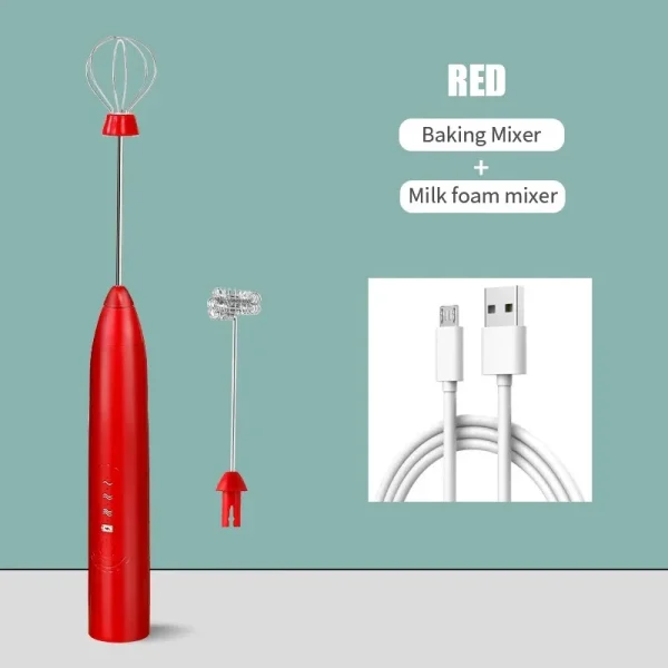 Kitchen Accessories Coffee Stirrer Baking Mixer USB Charging Electric Egg Beater 2-in-1 Double Head Milk Whisk Tools Gadgets Bar - Image 9