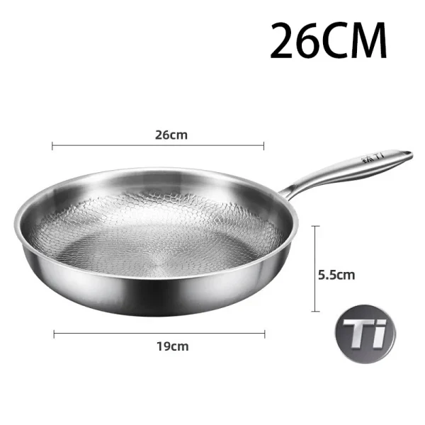 German Titanium Steel Frying Pan Uncoated Non Stick Pan Fish Scale Hammer Pattern Household Steak Frying Pan Kitchen Cookware - Image 7