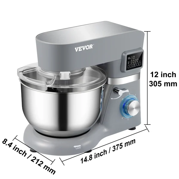 SucceBuy 5.5/7LElectric Stand Mixer with 6Speeds LCD Screen Timing Food Mixer Cream Egg Whisk Whip Dough Kneader With Steel Bowl - Image 8