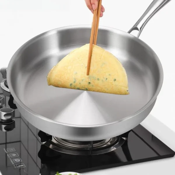 Stainless Steel Frying Pan, NonStick Pan Fried Steak Pot  Uncoated Kitchen Cookware For Gas Stove and Induction Cooker - Image 4